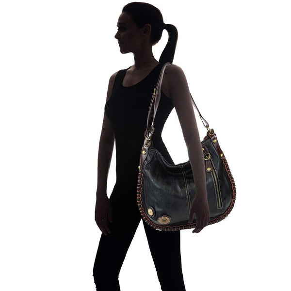 Chala Hobo Crossbody Large Tote Bag DRAGONFLY Vegan leather Convertible Black