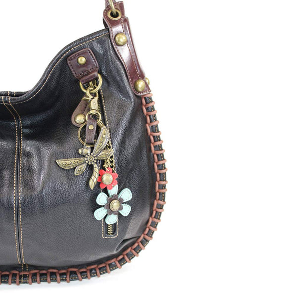 Chala Hobo Crossbody Large Tote Bag DRAGONFLY Vegan leather Convertible Black