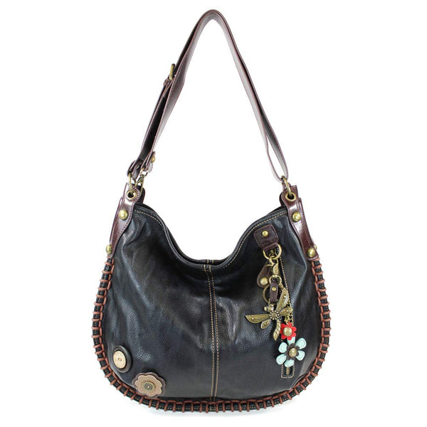 Chala Hobo Crossbody Large Tote Bag DRAGONFLY Vegan leather Convertible Black