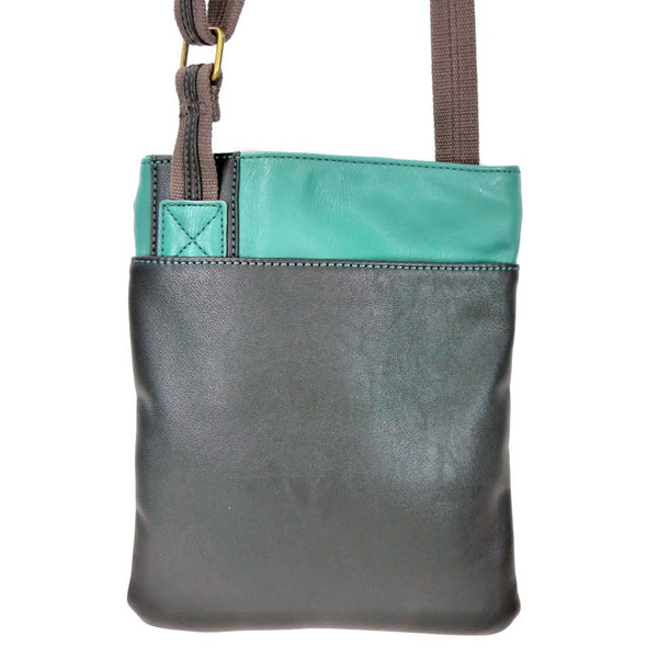 Chala Crossbody SWING Bag Vegan Leather with Detachable Mini Key fob (Teal- 609 Pink Dragonfly)