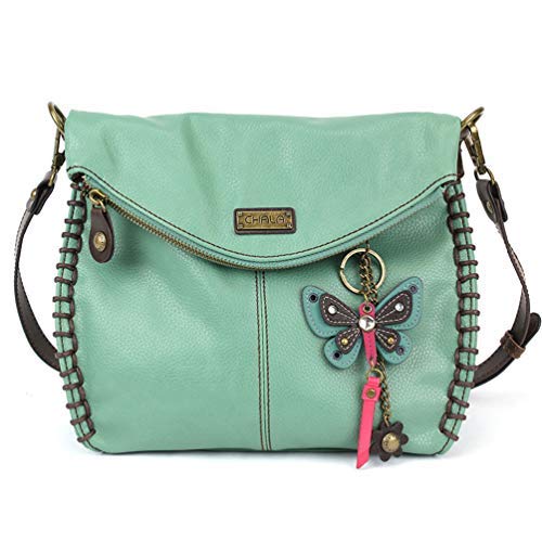 Chala Charming Crossbody, Shoulder Purse with Detachable Teal Butterfly Purse Charm in Teal Mint Color