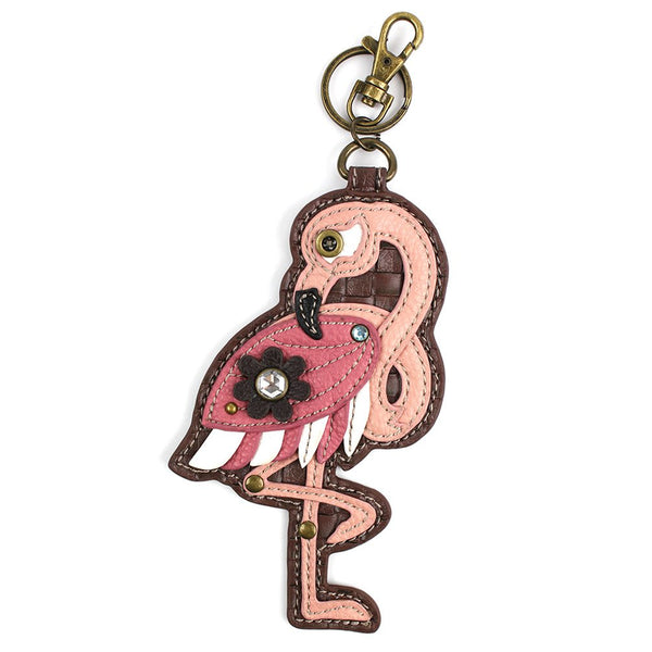 Chala Faux Leather Key Fob, Purse charm, Coin purse (Flamingo)