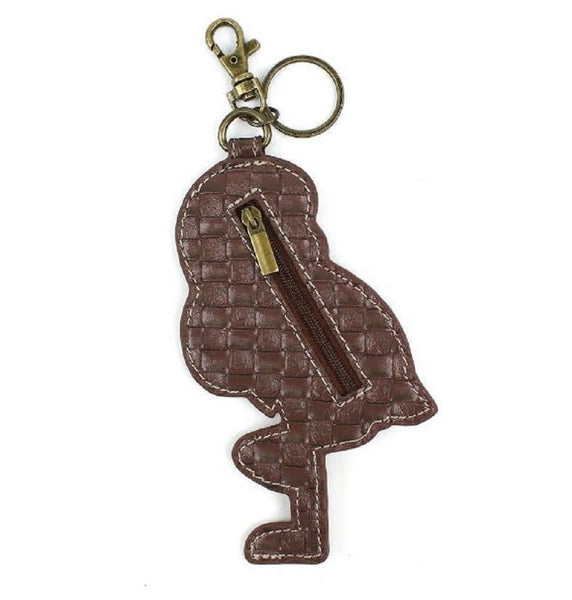 Chala Tropical Flamingo Whimsical Inspired Key Chain Coin Purse Leather Bag Fob Charm