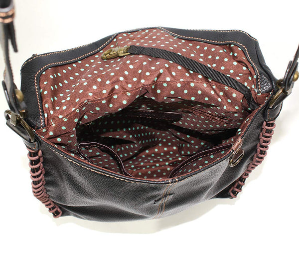 Chala Charming Crossbody Bag with Zipper Flap Top and Metal Chain - Black (Mini Dog)