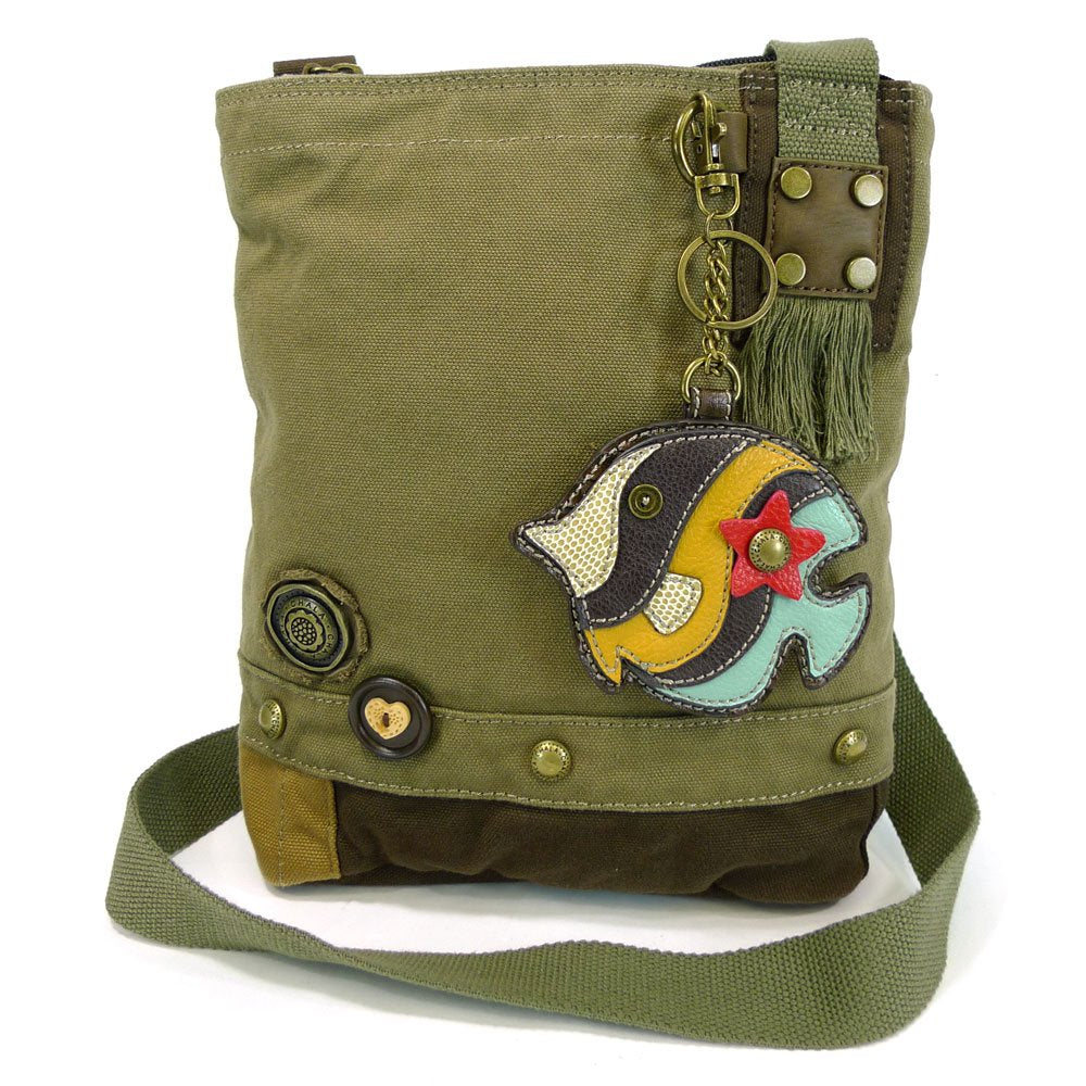 Chala Patchwork Crossbody Canvas Messenger Handbag (Tropical Fish)