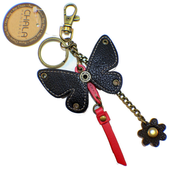 Chala Yellow Spring Butterfly Key Chain Purse Leather Bag Fob Charm New