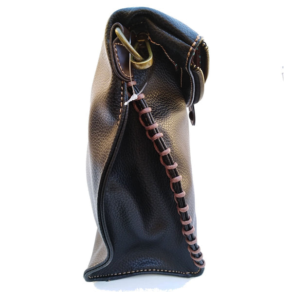 Charming Crossbody Shoulder Purse in PU Leather with Metal Purse Charm (Black Bird)