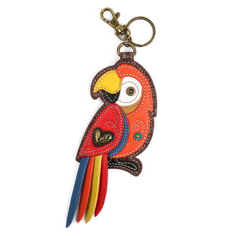 Chala Decorative Purse Charm, Key fob, coin purse - (Parrot -RED) - Animal-Bags.com