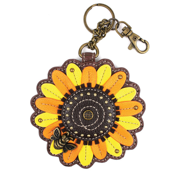 Chala Decorative Purse Charm, Key fob, Coin Purse -Sunflower