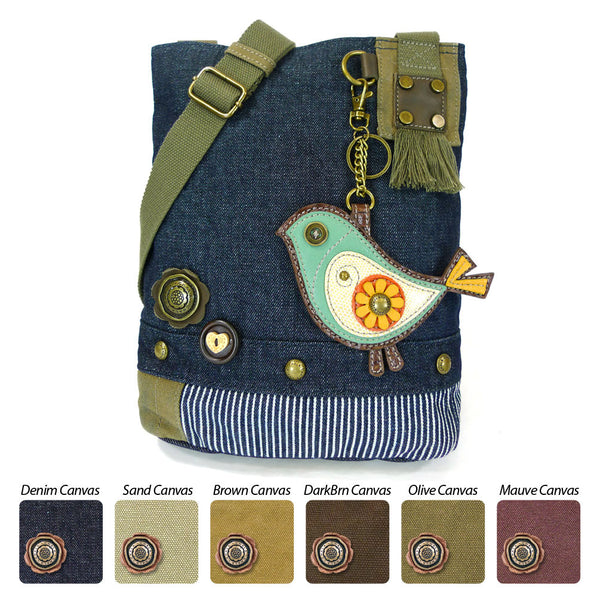 Chala Patch Crossbody Bag + Faux leather Coin Purse ( Green Bird) - Animal-Bags.com