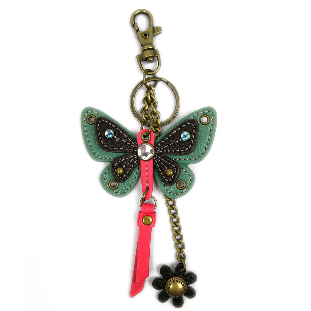 Chala Decorative Mini keychain, Purse Charm, Key fob - Teal Butterfly