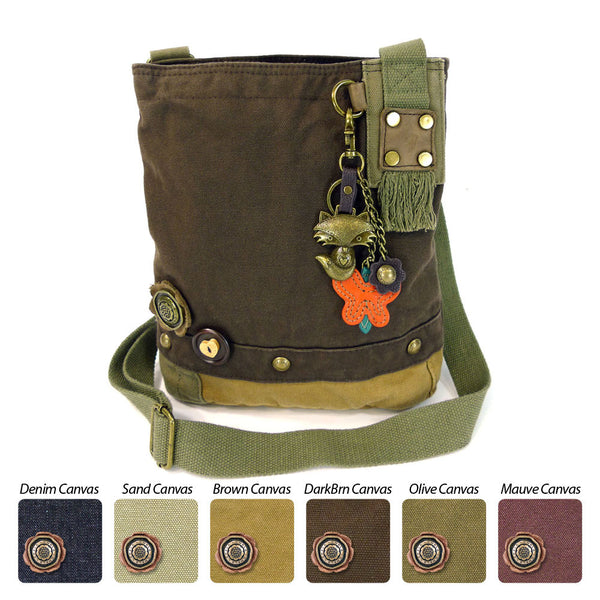 Chala Patch Crossbody Messenger Bag (6 colors option) + Detachable Metal Keychain (Fox) - Animal-Bags.com