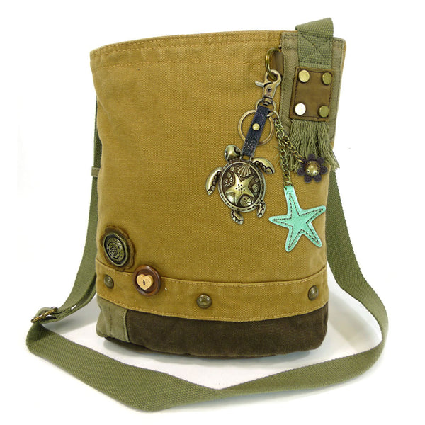 Chala Patch Crossbody Messenger Bag (6 colors option) + Detachable Metal Turtle-1 Keychain - Animal-Bags.com