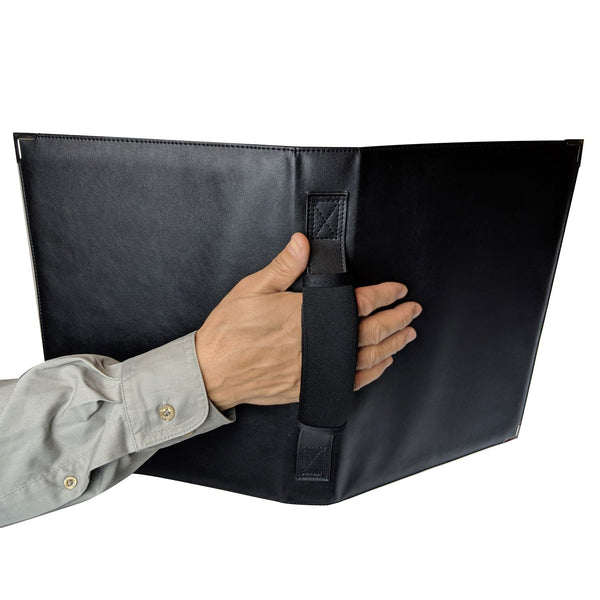 MSP Black Sheet Music Holder | 10.5" x 12" - 3 Rings Choir Folder with Hand Strap for Musician - Large Size (MSP-220-Black)